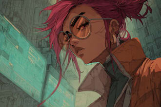 illustrate you as a cyberpunk style character
