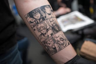 illustration for anime tattoo in color