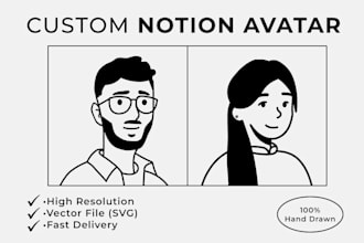 custom digital notion style avatar portraits from your photo