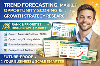 do trend forecasting, market opportunity scoring, and growth strategy research