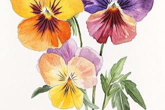 draw botanical illustration flower, plant, and logo design