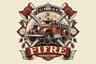 design high quality custom fire department mascot logo with t shirt design