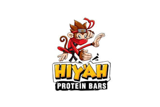 make ninja themed new logo for a protein bar and kids brand