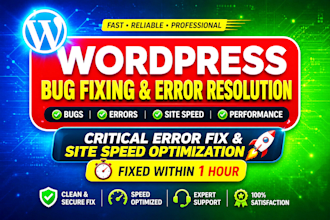 wordpress bug fixing, wordpress critical error fix and speed optimization