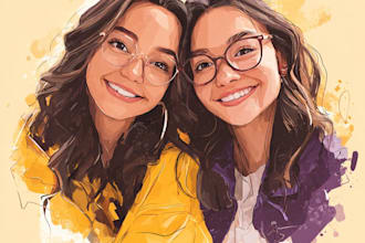design couple portrait wedding portrait illustration