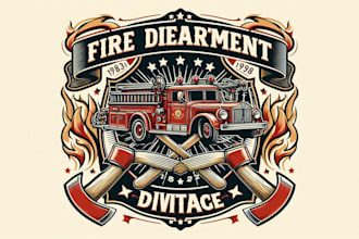 design high quality custom fire department mascot logo with t shirt design