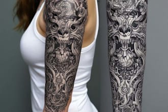 make you a cool engraving style blackwork tattoo design
