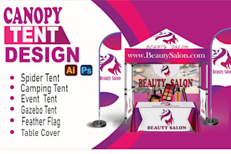 design a professional canopy tent, feather flag, table cover design