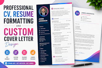 provide professional CV, resume formatting, a custom cover letter design