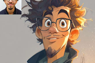 draw a portrait in semi realism disney cartoon style