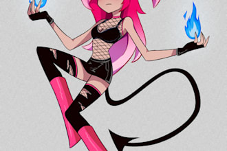 make a unique character design in the style of hazbin hotel or helluva boss