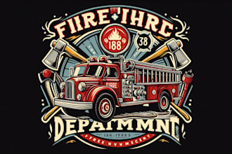 design high quality custom fire department mascot logo with t shirt design