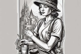 draw high quality linocut illustration for tshirt design