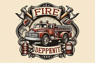 design high quality custom fire department mascot logo with t shirt design