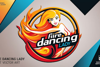 do unique fire dancing lady logo 1 day