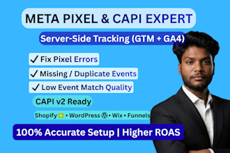 setup facebook pixel, meta conversion API, ga4 and server side tracking with GTM