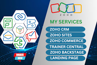 setup zoho CRM, zoho sites, landing pages and zoho commerce