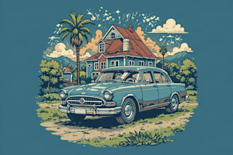 create oldschool vintage cartoon illustration for tshirt