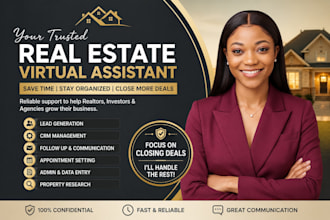 be your real estate virtual assistant for lead generation CRM and admin support