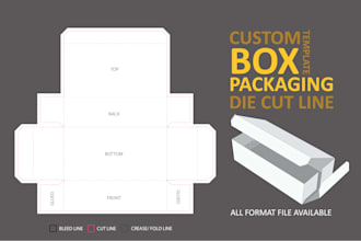 create print ready packaging box dieline die cut and cut line template