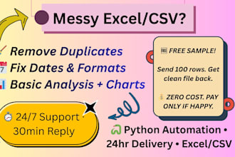 clean your excel and csv data free test script included