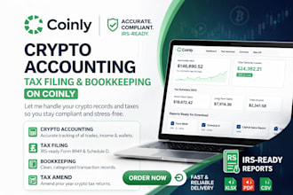 crypto accounting, tax filing, bookkeeping, tax amend, tax reporting on coinly