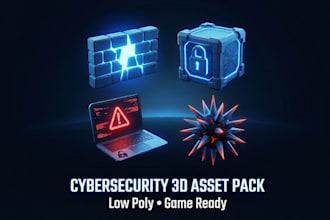 provide stylized cybersecurity 3d asset pack for games