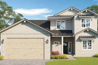 do architectural 3d exterior house design and 3d realistic rendering