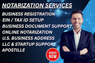 provide business registration, ein tax id setup and notarization services