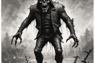art fantasy or dark creepy horror art illustration