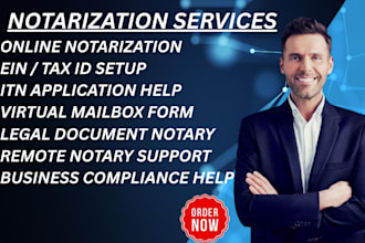 handle online notarization, ein number, tax id and US address