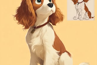 draw pet portrait into cartoon disney