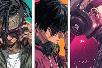 draw unique anime or cartoon album cover art