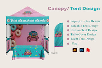 design canopy tent, table cover, feather flag, tent