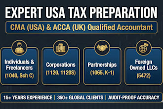 prepare your US tax return 1040,1065,1120,1120s accurately