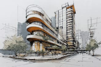 hand draw architecture and urban design sketches