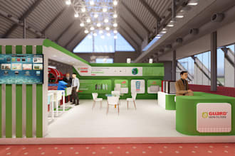 create a 3d exhibition stall design for you