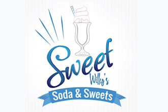 design creating throw back soda fountain sweet logo