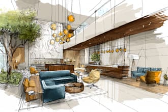 sketch architecture and interior design