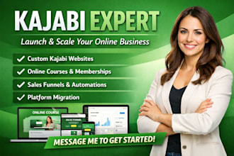 professionally set up your kajabi online course, website and funnels
