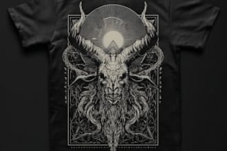 draw dark art, doom, stoner rock style for tshirt