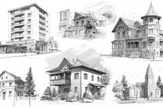 draw an amazing architecture, building and urban design sketch