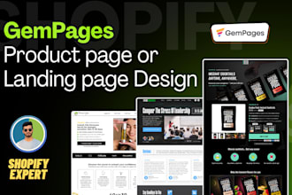 create a professional gempages product page or shopify landing page