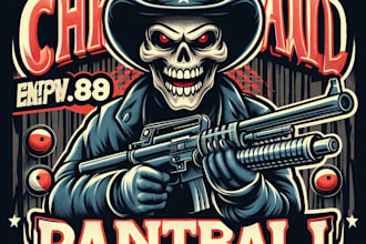 design high quality paintball mascot logo with t shirt design