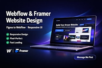 design webflow website, framer website, figma to webflow framer landing page