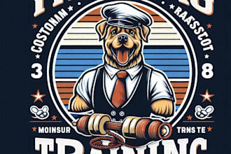 design high quality dog training mascot logo with t shirt design