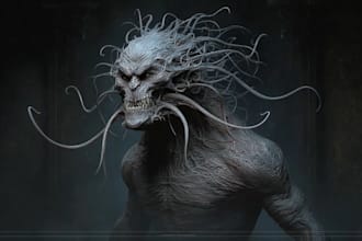design scary horror creature and character concept art