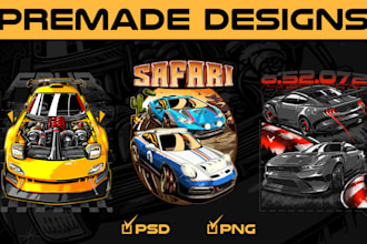 provide premade car tshirt design ready to print