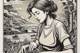 create artistic linocut illustration