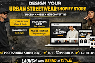 design urban streetwear clothing shopify store modern streetwear apparel store